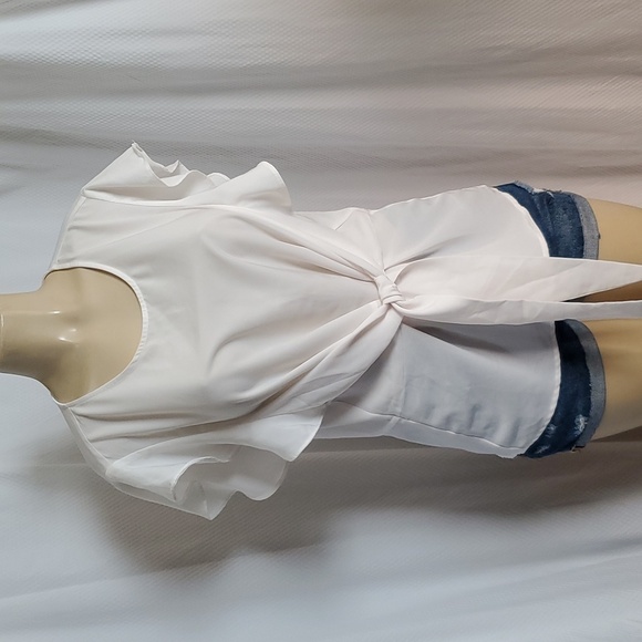 Marc New York Ruffle sleeve White top Blouse Size L - Picture 6 of 10